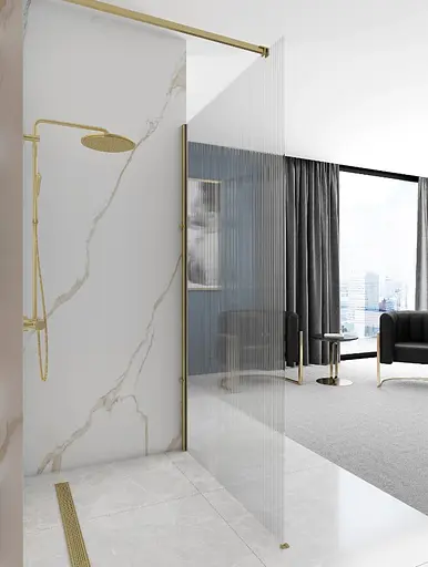 Душова стінка Rea Aero 90 intimo brushed gold REA-K4124, прозорий, золотий - фото 5