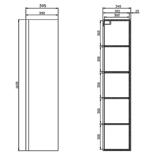 Пенал підвісний Cersanit Moduo 40 см сірий - фото 2