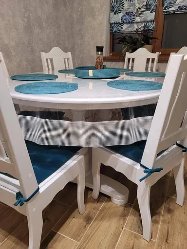 Скатертина силіконова овальна з перлинною стрічкою 180х120 см срібний - фото 4