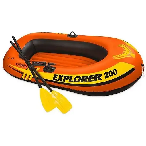 Надувний човен Intex EXPLORER 200 58331 (вініл, до 95 кг), весла, руч. насос, рем. комплект - фото 1