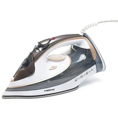 Утюг Holmer HIC-2638, White, 2600 Вт, керамика, паровой удар 130 г/мин, постоянная подача пара 40 г/мин, вертикальное отпаривание, очистка от накипи - фото 1