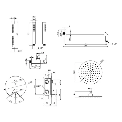Душевая система Kroner KRP Edelstahl Klassisch - ESG082 (CV029973) - фото 10