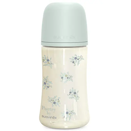 Пляшечка Suavinex Poetry фізіологічна соска середній потік 270 мл світло-блакитна (308970)
