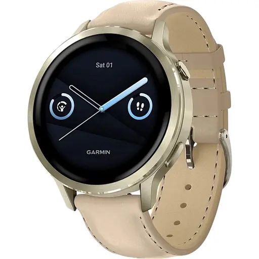 Смарт-часы Garmin Venu 4 41 мм Lunar Gold with Light Sand Leather Band (010-03013-03) [153834]