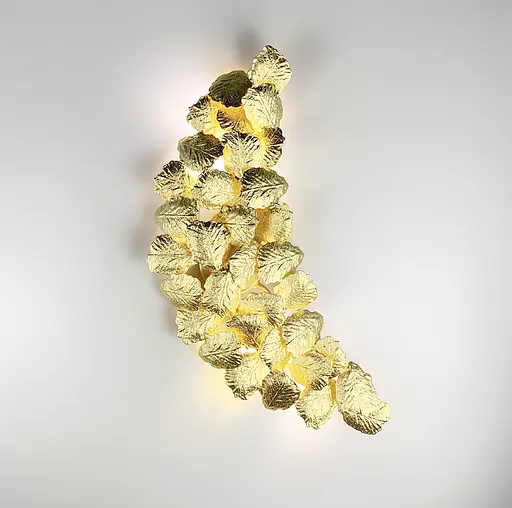 Настенный светильник во флористических мотивах из фактурных листьев Line F цвет корпуса медь - фото 2