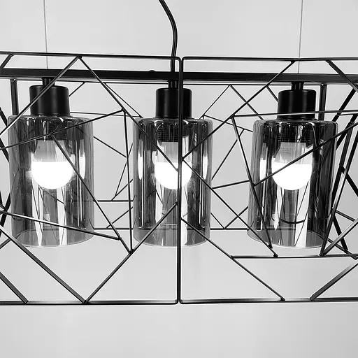 Світильник Лофт у чорному корпусі на 3 графітових плафони | Арт. 12120/3 BK+GR | Line F - фото 4