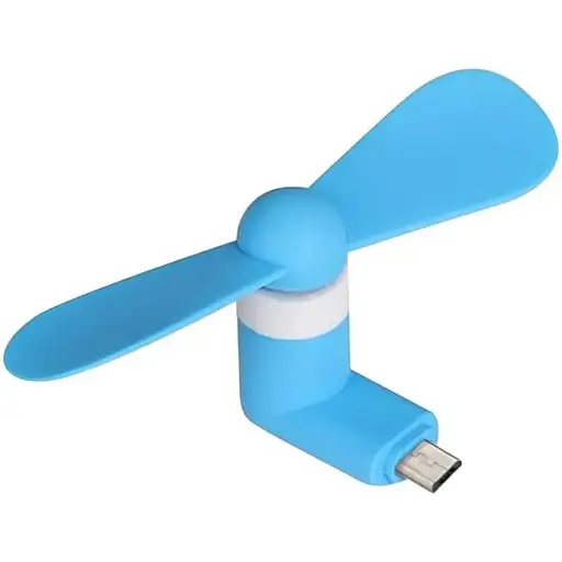 Вентилятор мобильный MicroUSB синий - фото 1
