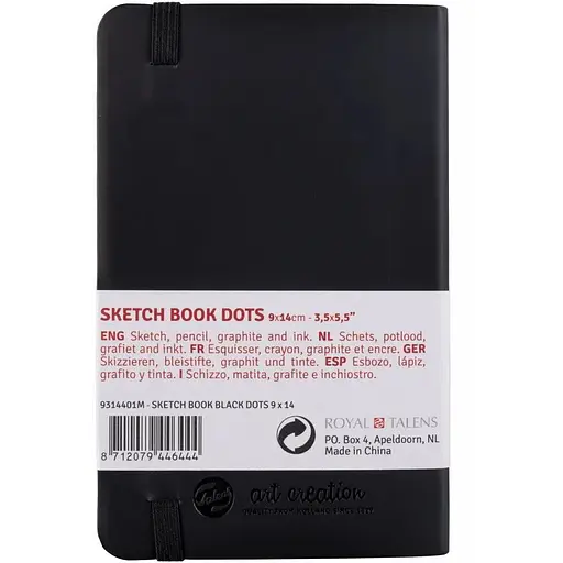 Блокнот для графіки та каліграфії Royal Talens Art Creation Dots у крапку А6 (9х14см) 80г/м2 80л чорний - фото 2