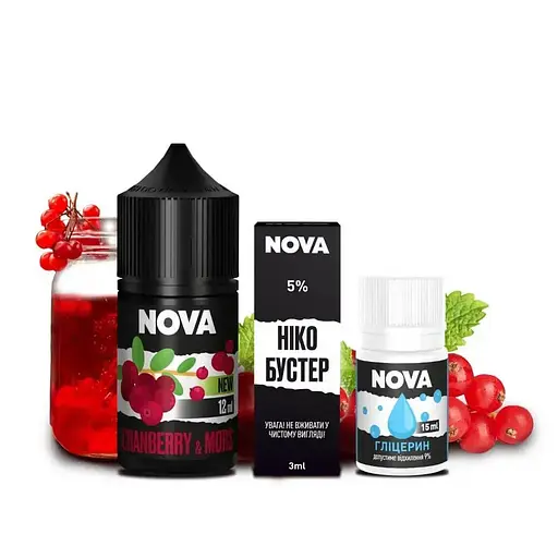 Набор компонентов для самозамеса солевой заправки Nova 30 мл CRANBERRY MORS Клюквенный Морс, 0-50 мг (18077)
