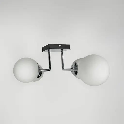 Сучасна стельова люстра в хромі на 4 білих плафони Line.F 2693/4 (new) CH+WT - фото 5