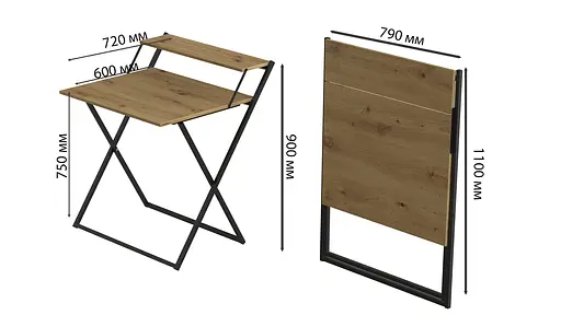 Стіл трансформер Компакт 4 750x790x720 Чорний метал ДСП Дуб Артізан 16 мм FRD-104695 - фото 4