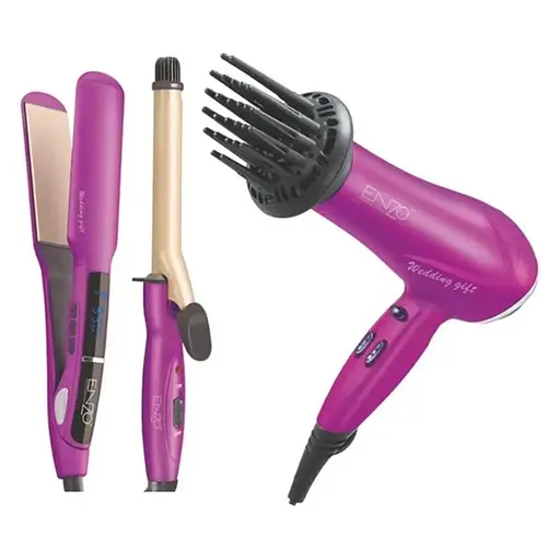 Набор для укладки волос Enzo EN-6303 3в1 2000 Вт Розовый - фото 2