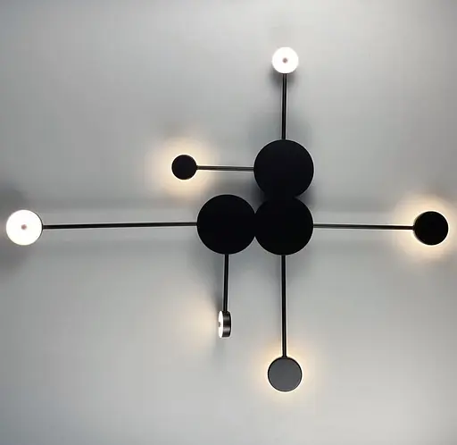 Мінімалістичний світлодіодний світильник на 6 плафонів в чорному кольорі Арт. WJ 013/6 BK Line F - фото 2