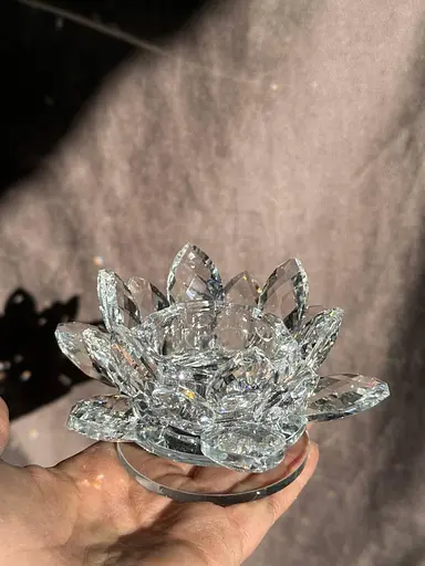 Подсвечник HP-4-90 крутящийся лотос стеклянный на одну свечу 11 x 11 x 6 см Прозрачный - фото 3