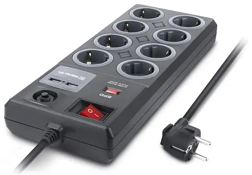 Мережевий фільтр RS-8F USB CHARGE 3m, black (EL122300004) - фото 5