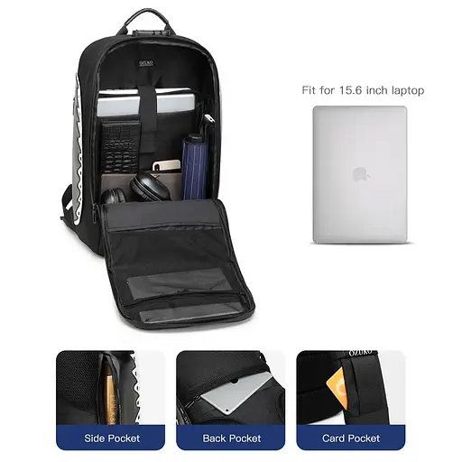 Городской рюкзак Ozuko 9282 с кодовым замком Черный - фото 4