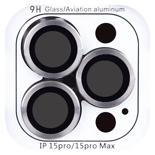 Захисне скло Epik Metal Classic на камеру у упак. для Apple iPhone 15 Pro 6.1/15 Pro Max 6.7 Сірий/Titanium Gray - фото 3