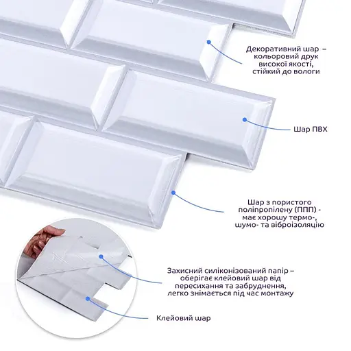 Декоративная плитка ПВХ на самоклейке 300х300х5мм Кирпич, цена за 1 шт. (СПП-501) SW-00000665 - фото 2