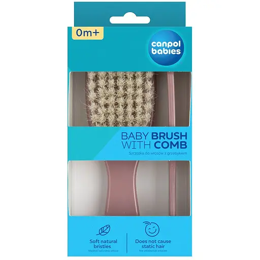 Набір для волосся Canpol babies Gold  щітка та гребінець з натуральною щетиною рожевий (7/406_pin2) - фото 5