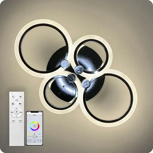 Люстра светодиодная 517 Light 3color с пультом 76Вт Хром (01370) - фото 3