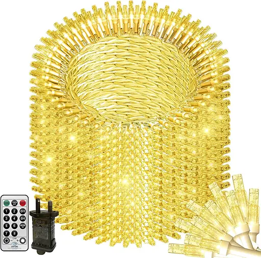 THKFUL 100M 800LED Рождественские сказочные огни Открытый Plug, Длинные рождественские огни Crystal с дистанционным таймером, Садовые гирлянды