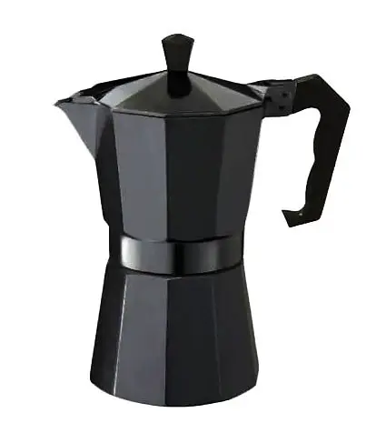 Гейзерная турка кофеварка для плиты из алюминия Domatec DT-2709 на 9 чашек кофейник гейзерного типа Черная - фото 1
