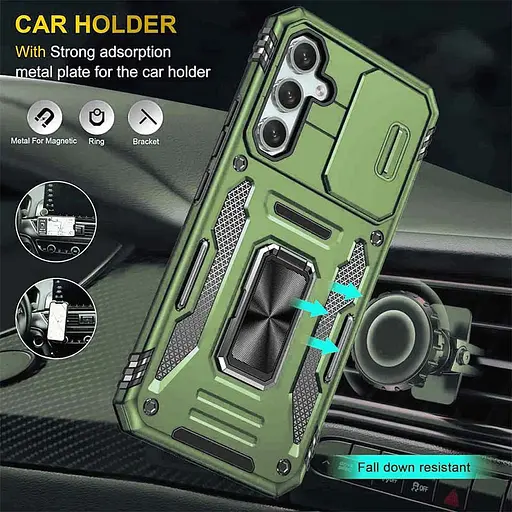 Чохол ударостійкий Epik Camshield Army Ring для Samsung Galaxy S25/S24 Оливковий/Army Green - фото 2