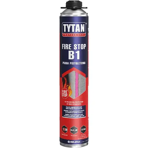 Пена монтажная Tytan Professional B1 огнестойкая 9 л (12 шт. x 750 мл)
