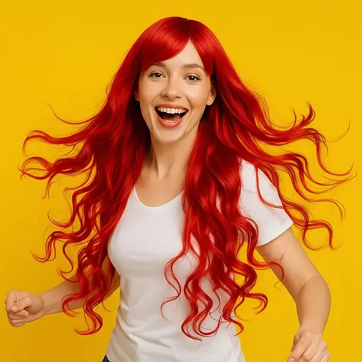 Парик кудрявый длинный ровный срез из термоволокна 80 см красный