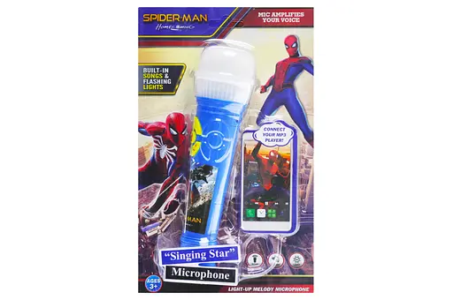 Микрофон Spiderman музыкальный, 1611, со светом