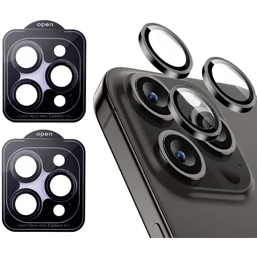 Захисне скло на камеру DK для Apple iPhone 14 Pro Lens Metal Ring Eagle Eye 015733 black 2 шт.