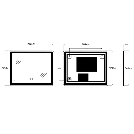 Зеркало Zerix Mirra MR05-90x70-Reverse с LED Touch, Anti-fog, димером, регулятором яркости ZX6059 - фото 3