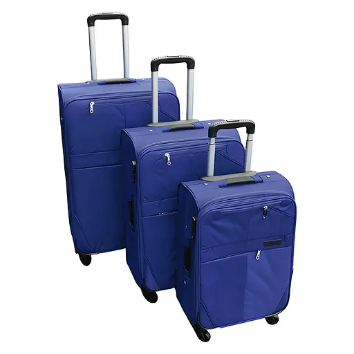 Набір тканинних валіз 3в1 з кодовим замком та телескопічною ручкою синій (24-292)