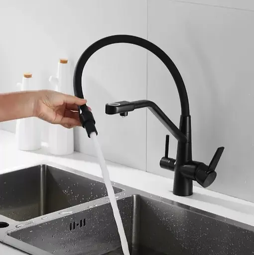 Змішувач для кухні Wezer з підлкюченням до фільтру INX4A-08-BLACK - фото 3