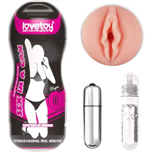 Мастурбатор Lovetoy Sex In A Can з вібрацією тілесний