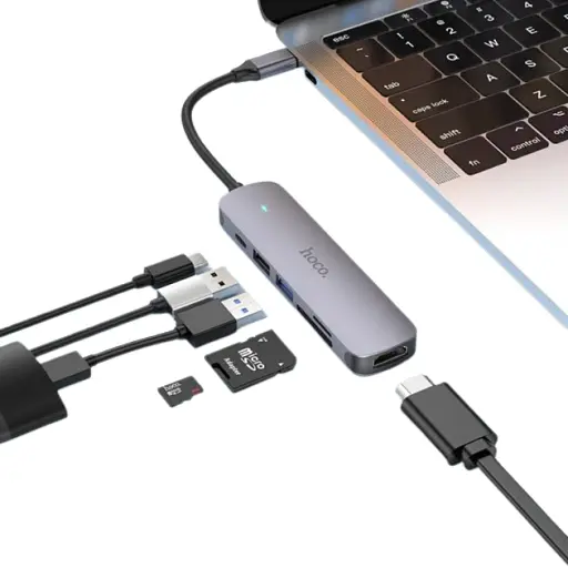 Перехідник Hoco Hub HB28 Type-C to HDTV + USB 3.0 + USB 2.0 + SD + TF + PD - фото 3