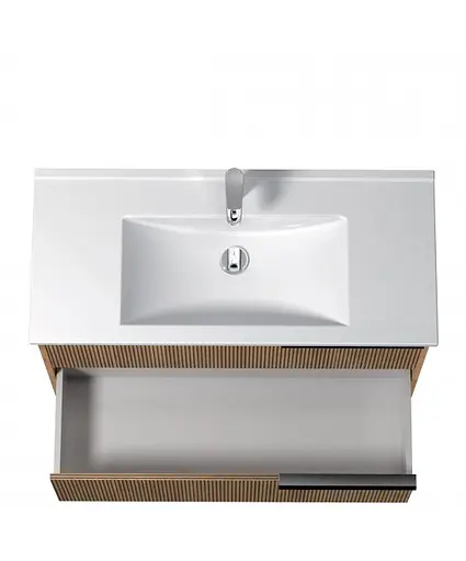 Тумба Мойдодир Grace 100-A з умивальником Su-100 дуб підсмажений - фото 6