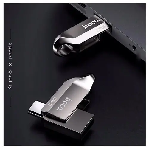 Флеш-накопитель USB-A/C Hoco UD8 Smart Type-C USB drive 64Gb серебристый - фото 2