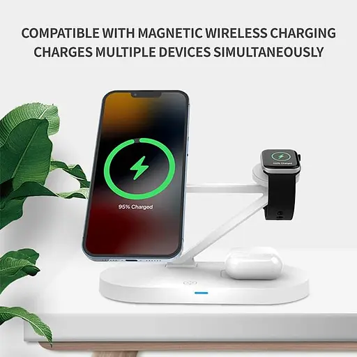 Зарядное устройство беспроводной 3in1 Magnetic wireless charger JYD-WC126 5-15W белый - фото 2