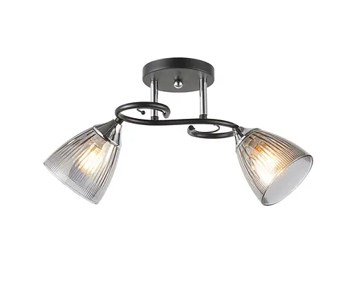 Люстра стельова на 2 плафони 6332-2 (Чорний+Хром)