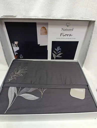 Постельное белье Naturel Fiora Grey Сатин с вышивкой Limasso pbe0051865 - фото 1