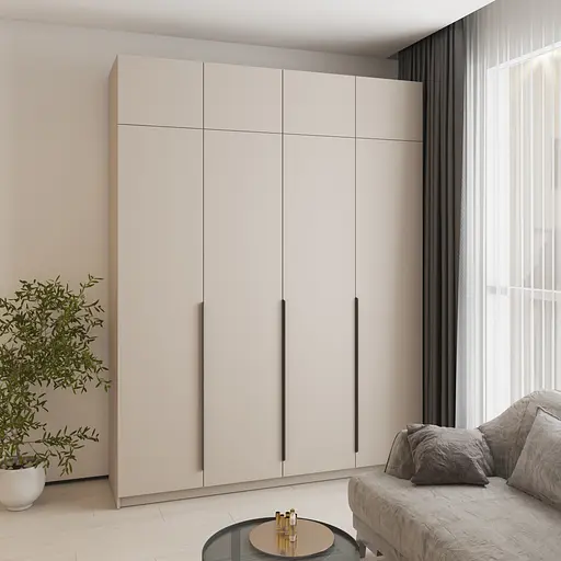 Шафа 4-дверна з антресоллю MebelStar Оскар ДСП BL-B, стандарт 200x52x260 см Кашемір (MBS-5055) - фото 1