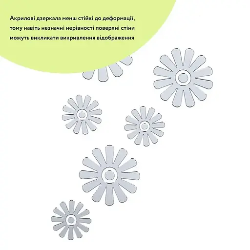 Дзеркальний декор Wall Sticker SW-00002519 акриловий самоклеючий Квіти 6 шт. срібло - фото 2