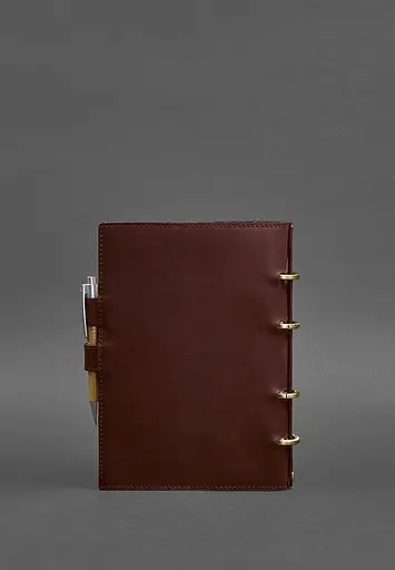Шкіряний блокнот з датованим блоком (Софт-бук) 9.1 бордовий Crazy Horse - фото 4