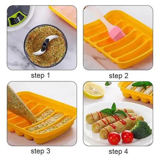 Форма для запікання випічки силіконова домашніх хот-догів, сосисок, ковбасок, кебаба кебабниця, A-plus Білий 86438 - фото 10