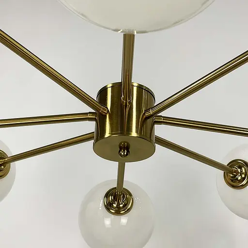 Люстра у латунному корпусі на 8 білих глянцевих плафонів | Арт. F 68/8 AB | Line F - фото 3