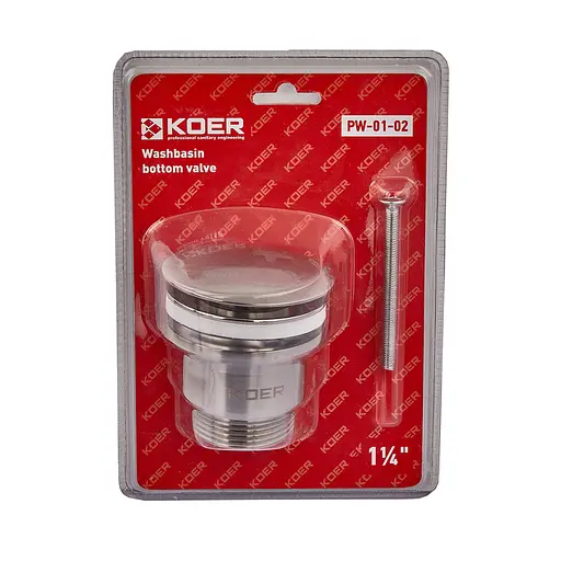 Донний клапан Koer PW-01-02 Click-Clack універсальний KR3401, Нержавіюча сталь - фото 3