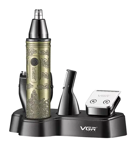 Триммер мужской для бороды и усов VGR V-621 (4 насадки)