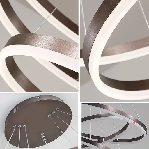 Светодиодная люстра Олимпия PJ812С-4 40+60+80+100см (4 кольца) Коричневая - фото 9