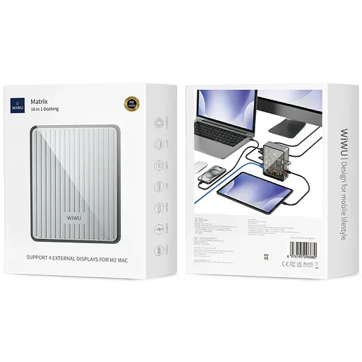 Переходник HUB WIWU Matrix docking station 16in1 W1601 Gray - фото 6